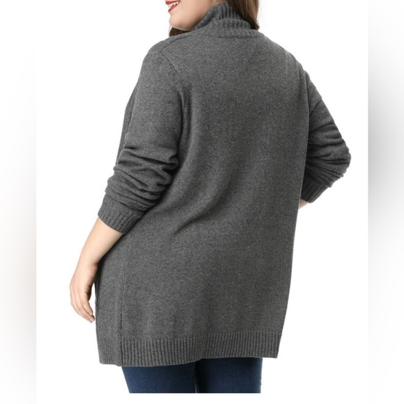 Agnes Orinda Gray Women's Plus Size Long Sleeve Open Front Sweater Cardigan 2X - Picture 2 of 10